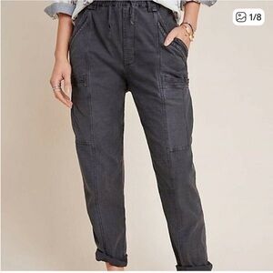 Anthropologie Charcoal Cropped Cargo Pants